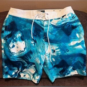 American Eagle Men’s Board Shorts, medium. Blue and white. 9in inseam no liner